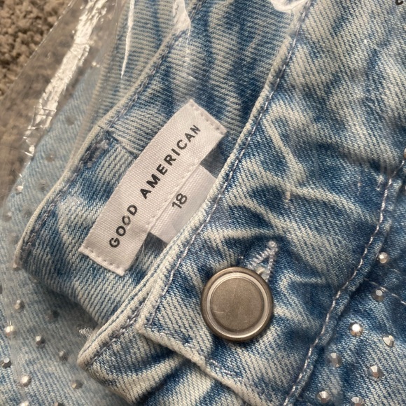 GOOD AMERICAN GOOD EASE RELAXED SPARKLE JEANS SIZE 18 - Picture 7 of 8